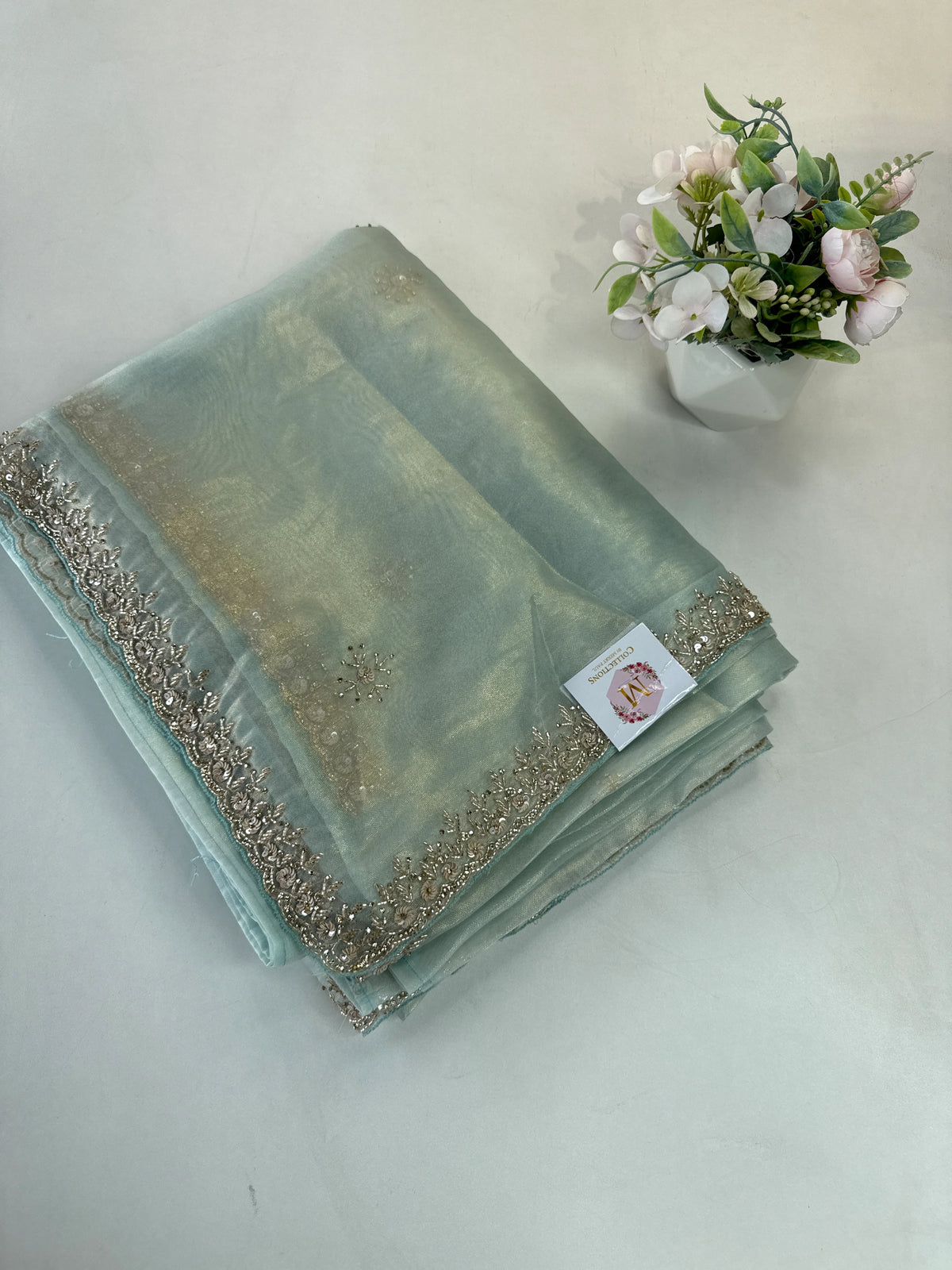 Tissue Organza party wear saree/PE92
