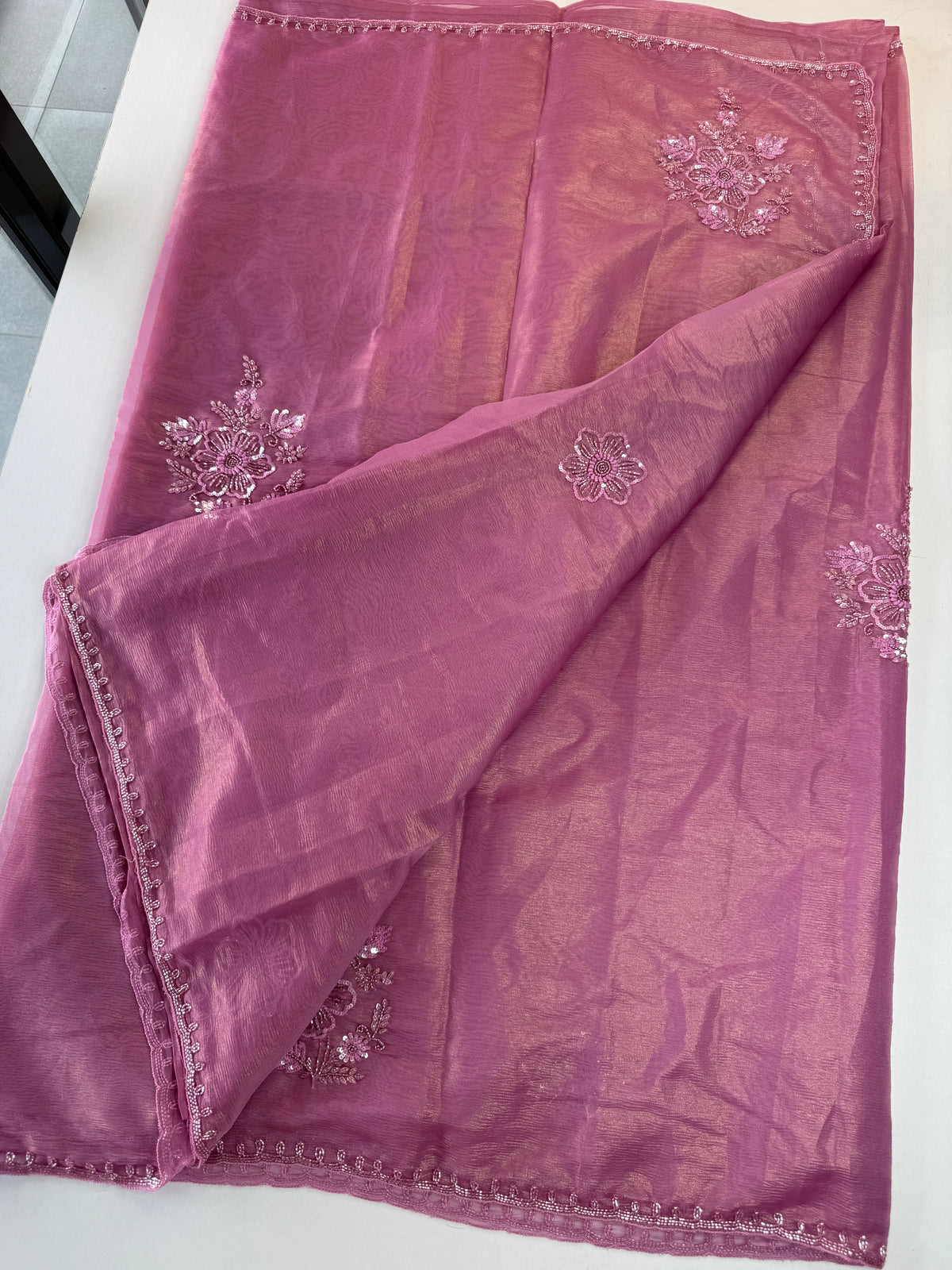 Fancy crushed Organza Saree/ HW490
