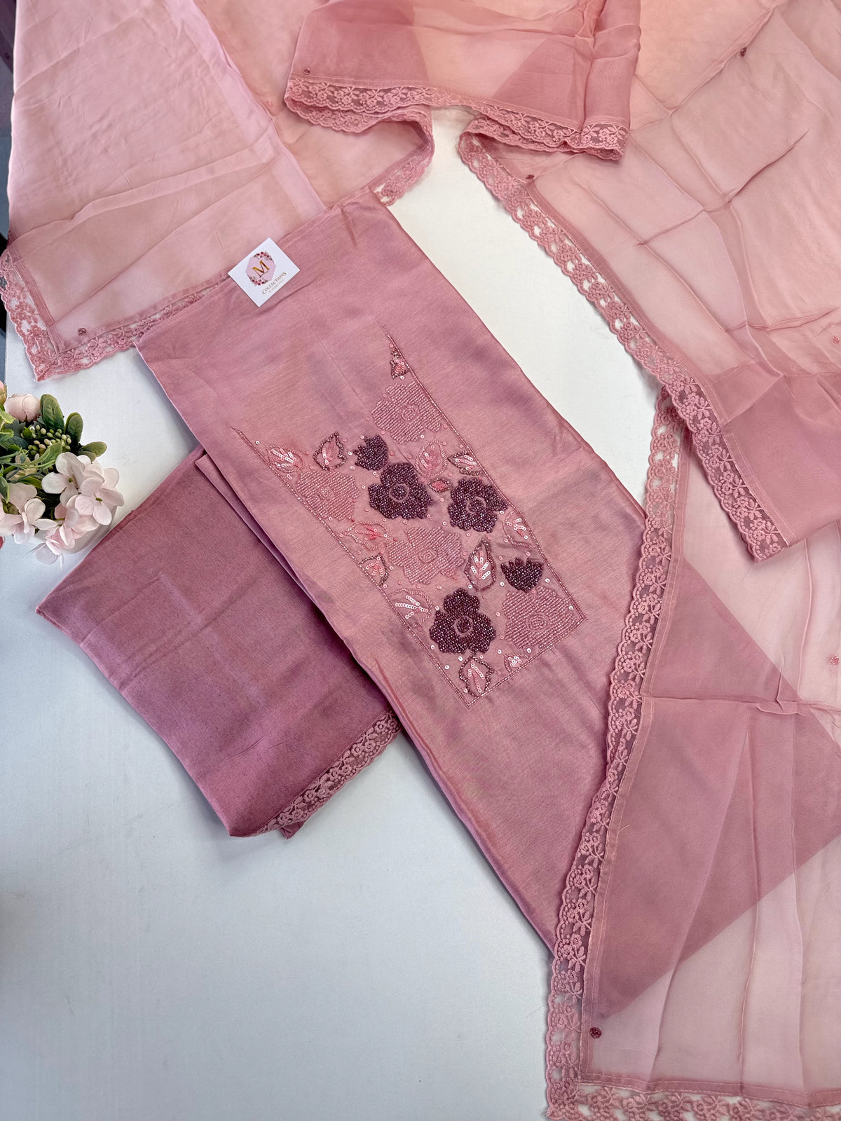 Chanderi silk salwar set unstitched/U5303