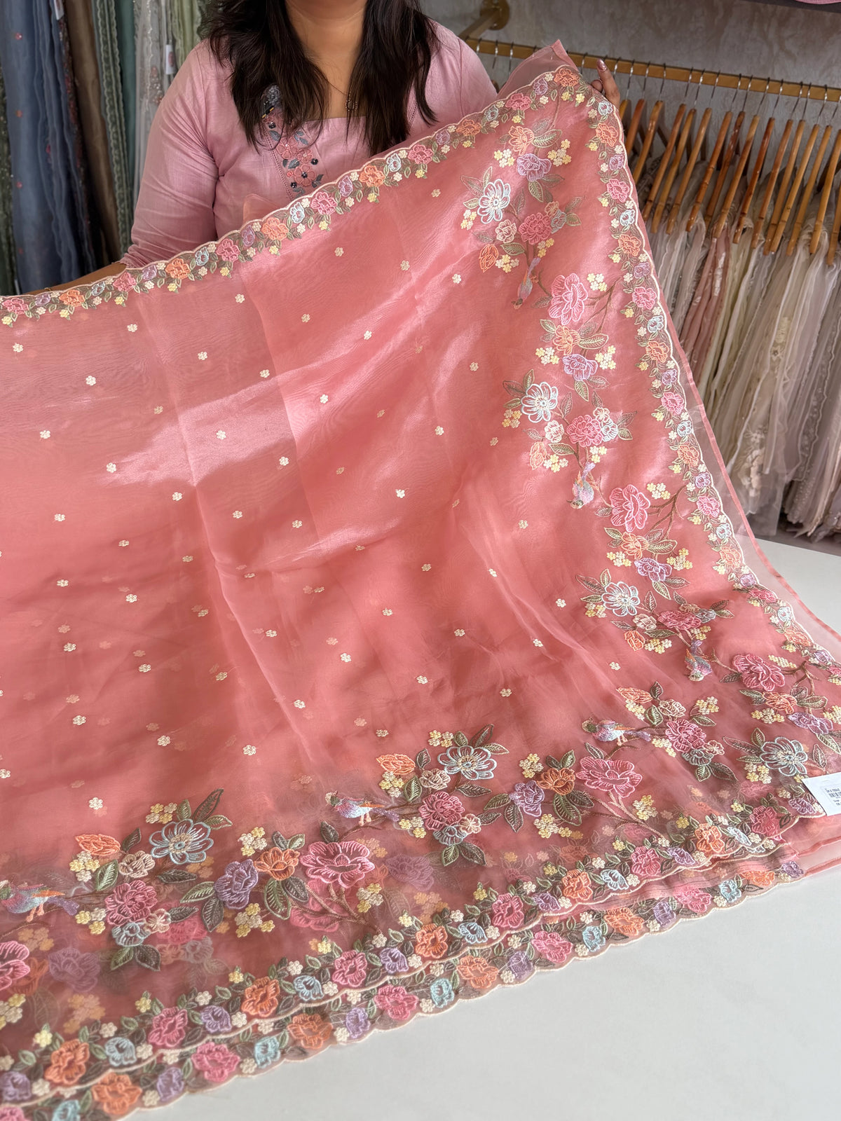 Glass organza saree/ 155B