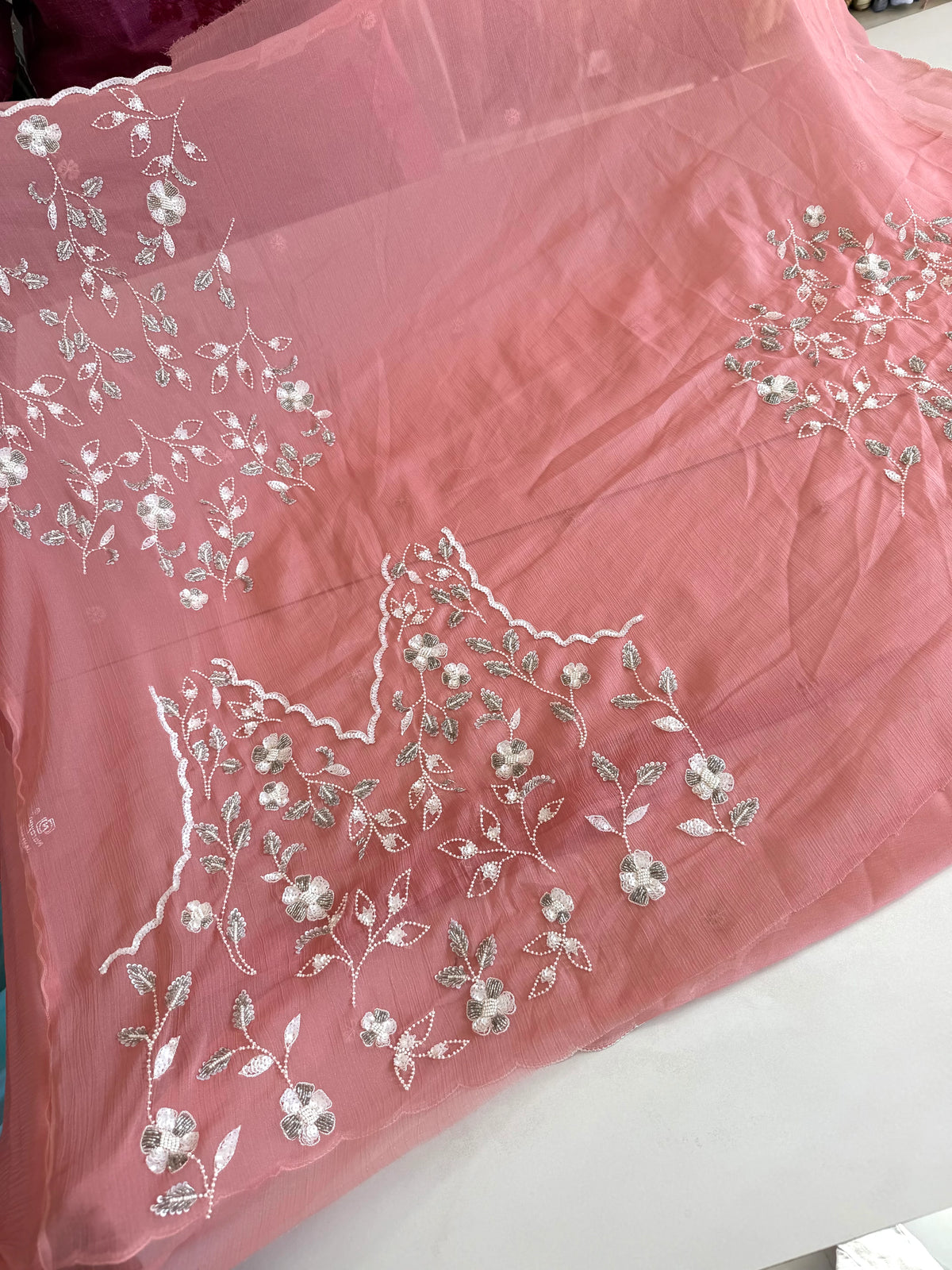 Chiffon Saree with Handowrk /Bj3140