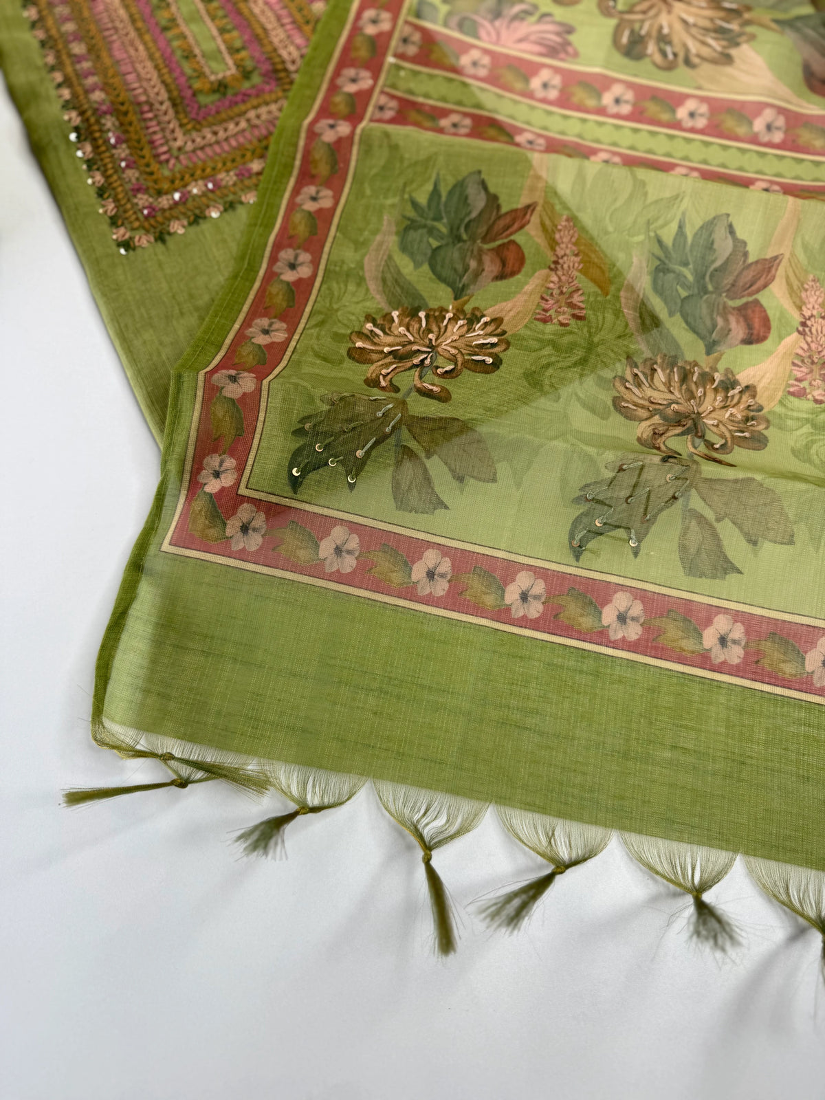 Tissue linen blended unstitched salwar set / C72