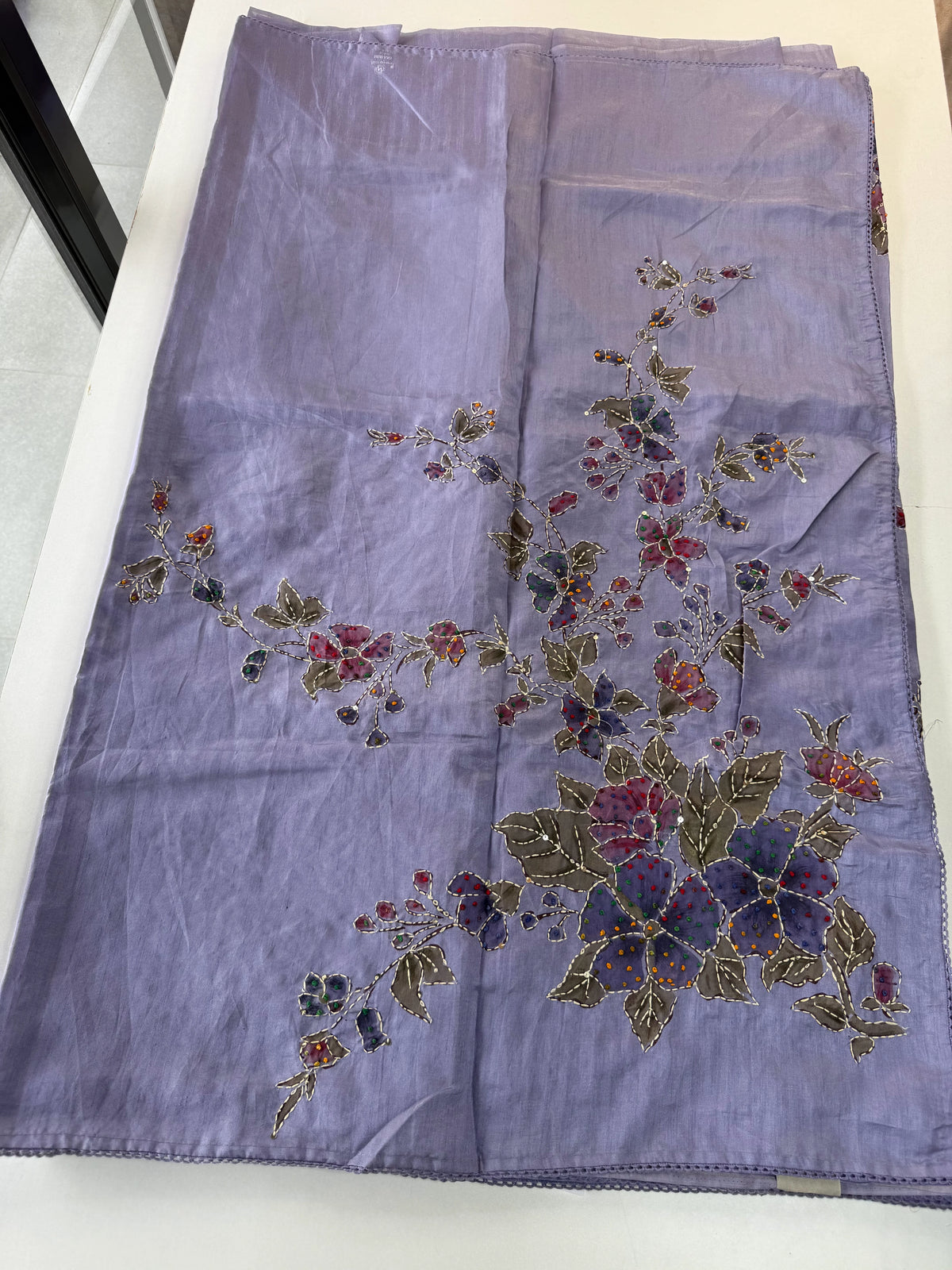 Tissue blended slub silk saree/ LV116