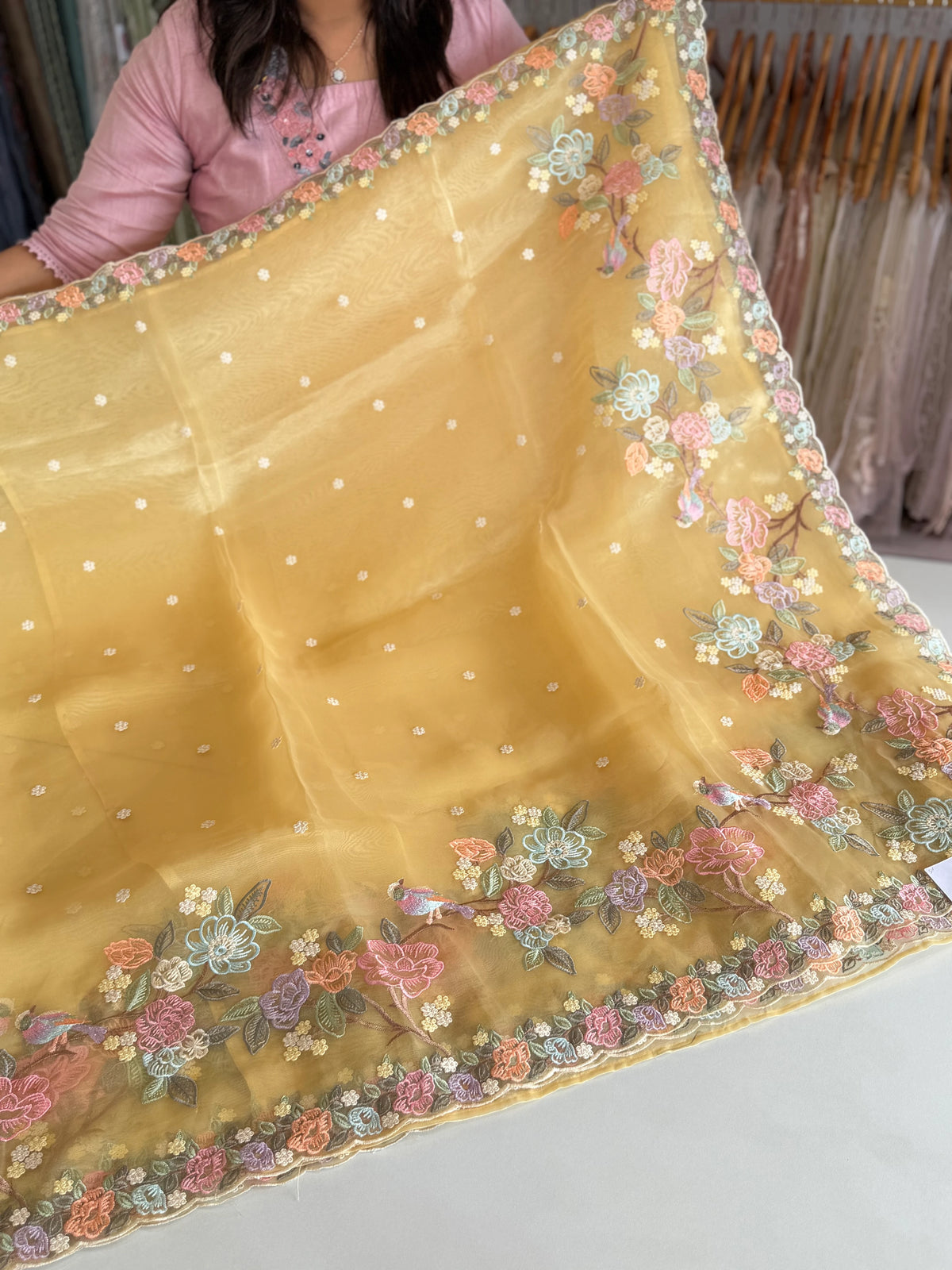 Glass organza saree/ 155B