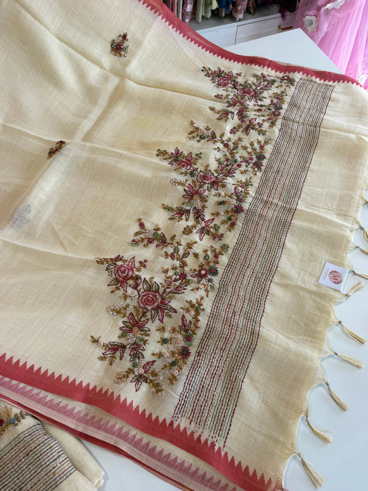 Linen Tissue Saree/ 1671