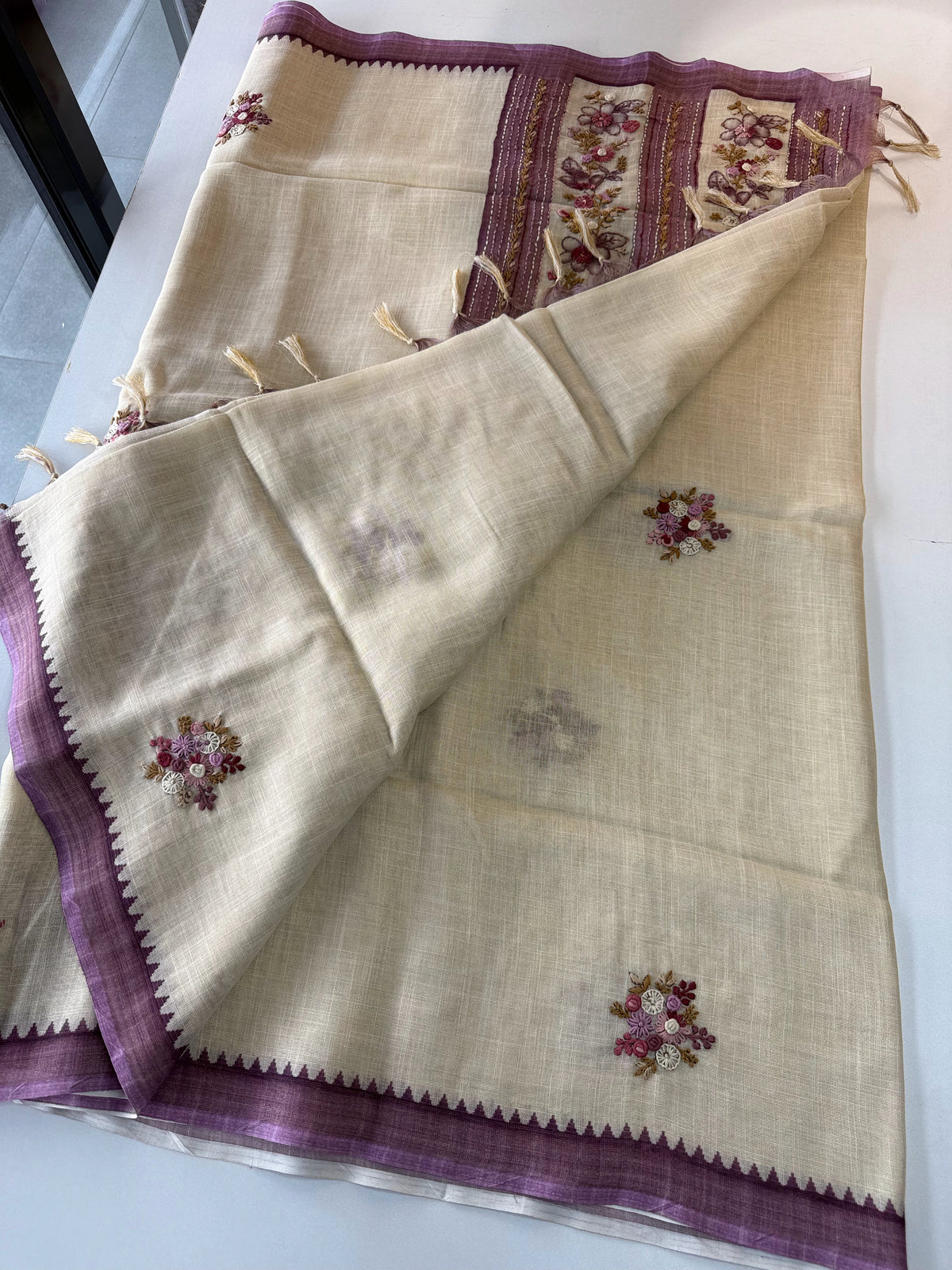Tissue Linen Saree/ KM4080