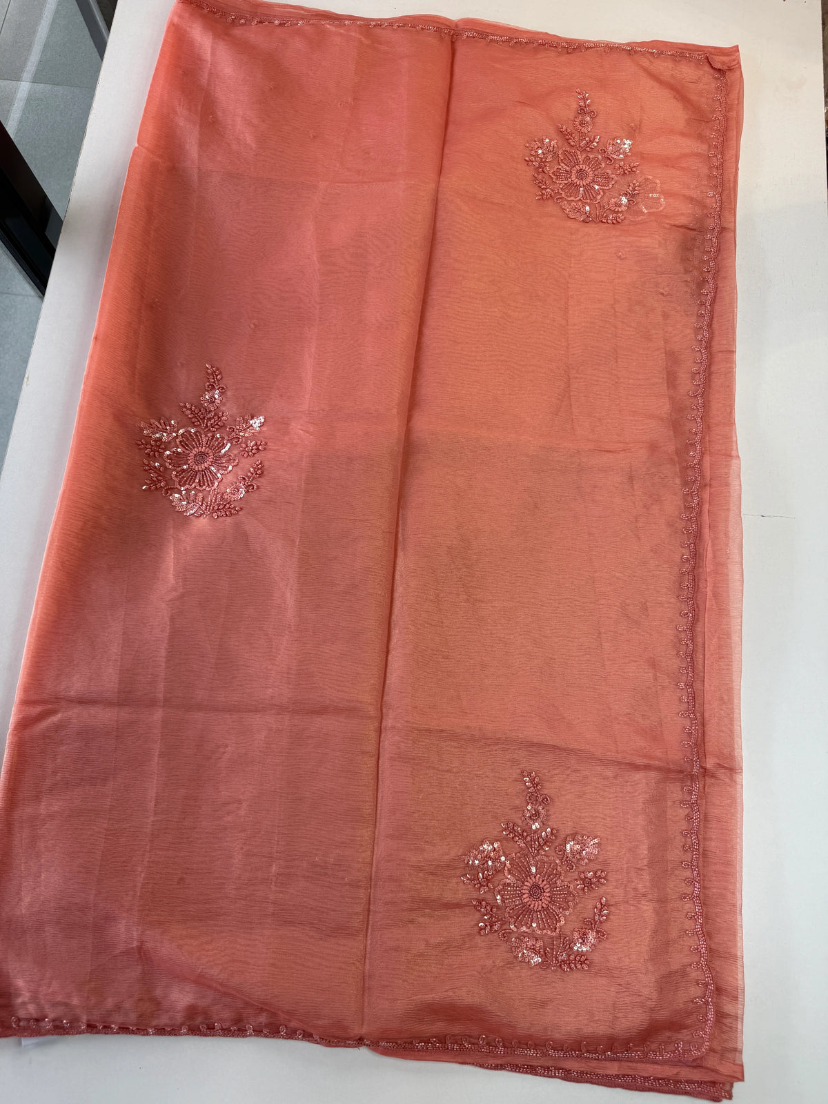 Fancy crushed Organza Saree/ HW490