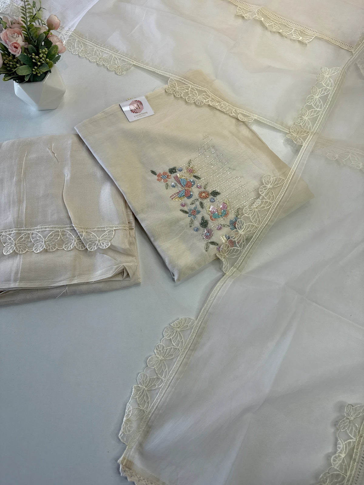 Pure Chanderi silk unstitched salwar set/ Nc148