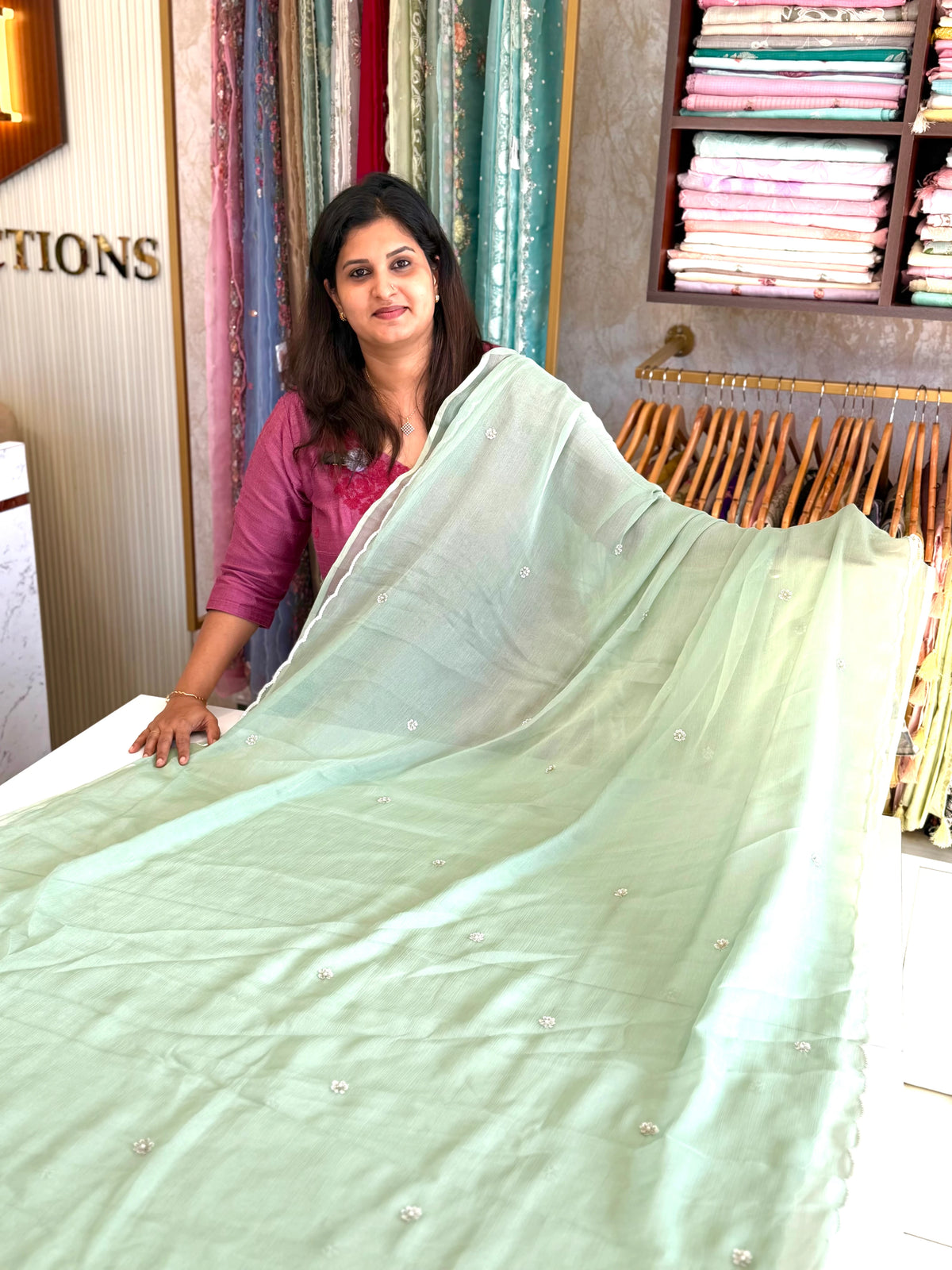 Chiffon Saree with Handowrk /Bj3140