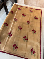Tissue saree with floral thread work /6754