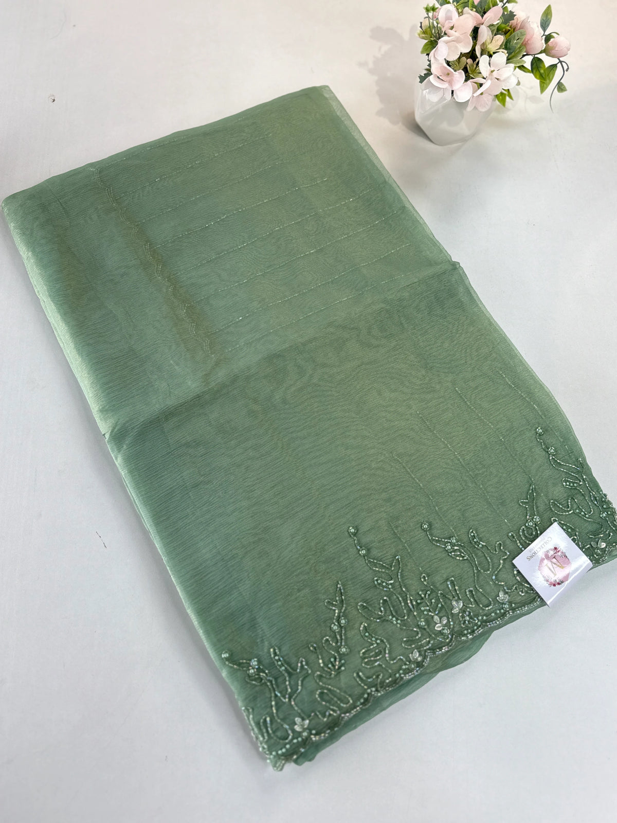 Crushed organza saree/HW344