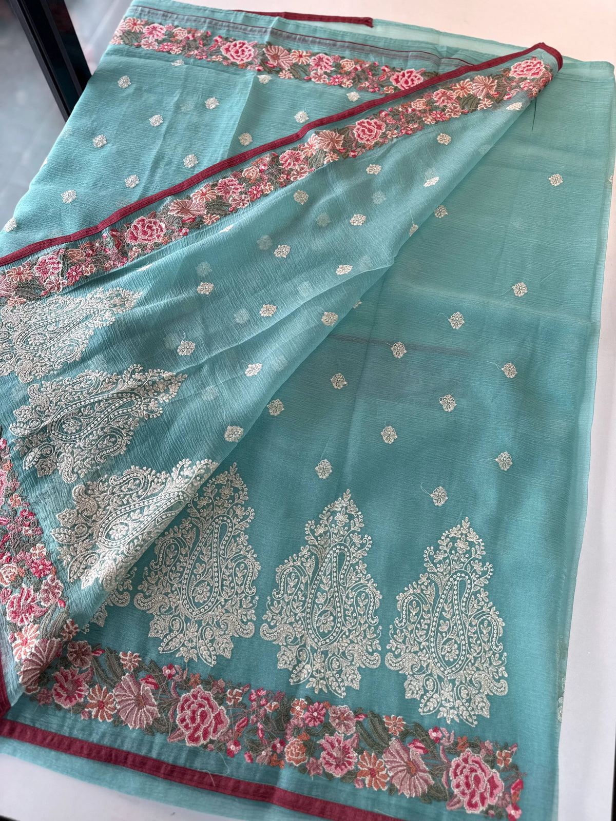 Crushed crape saree /SC222