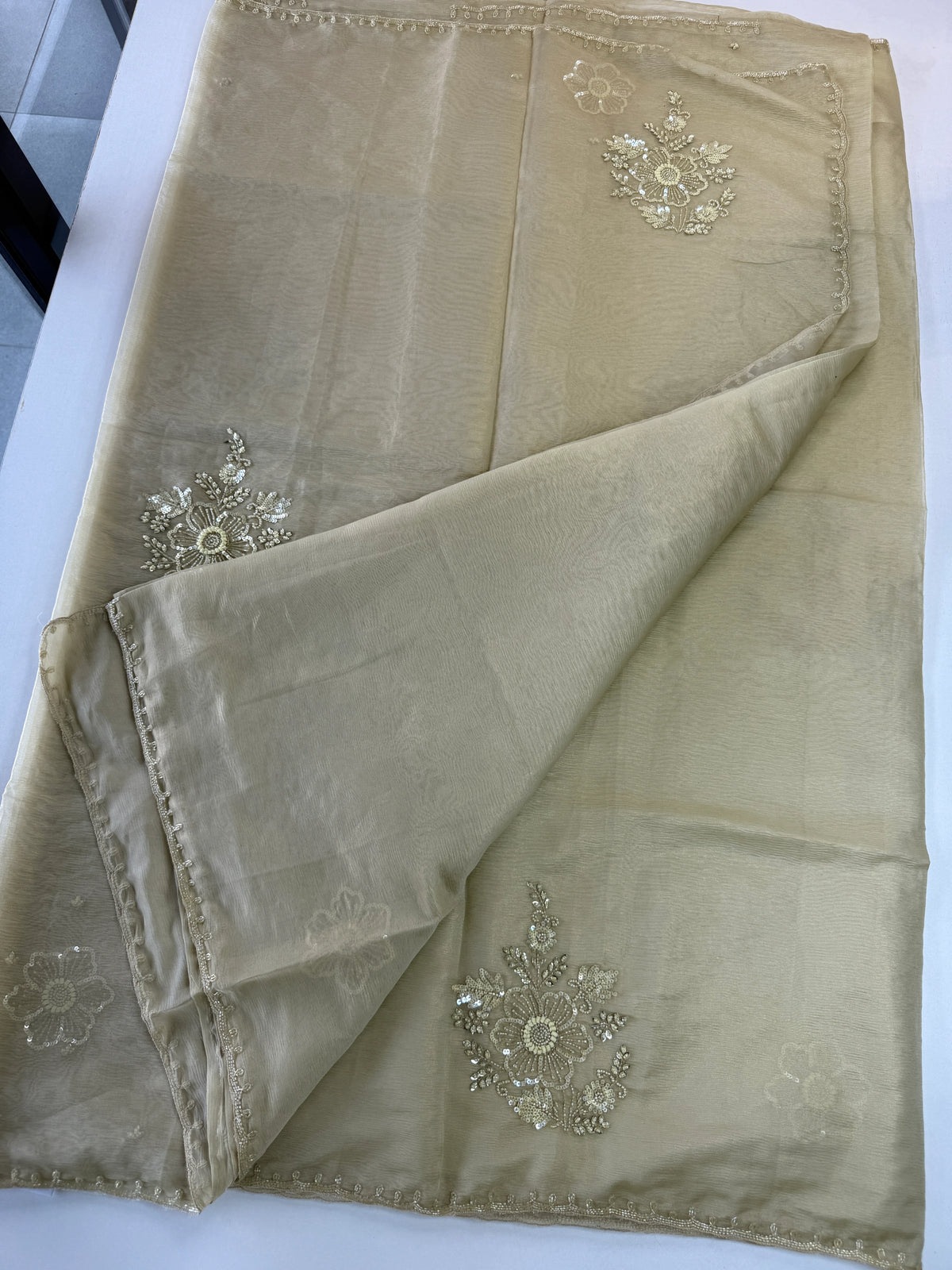 Fancy crushed Organza Saree/ HW490
