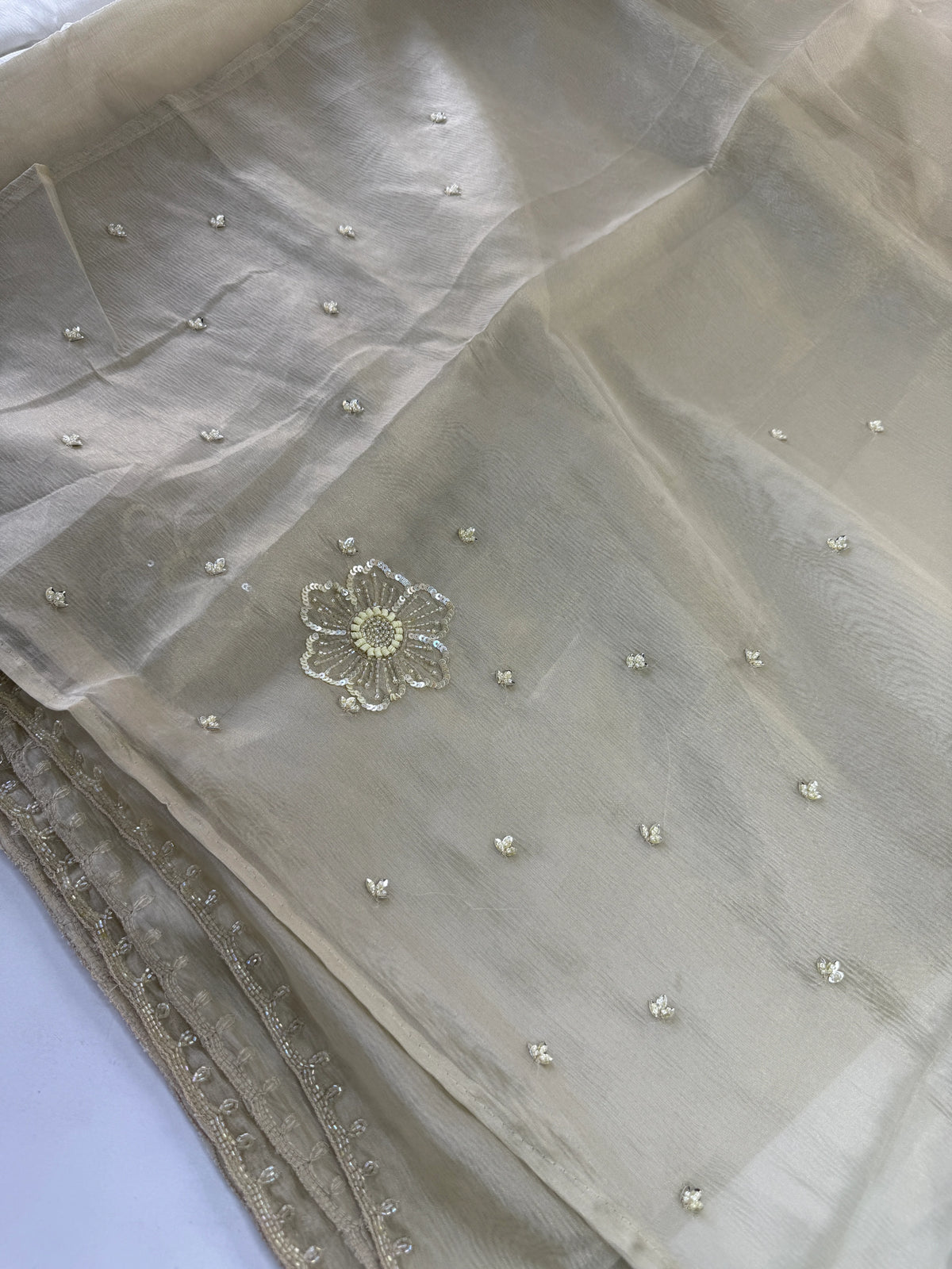 Fancy crushed Organza Saree/ HW490