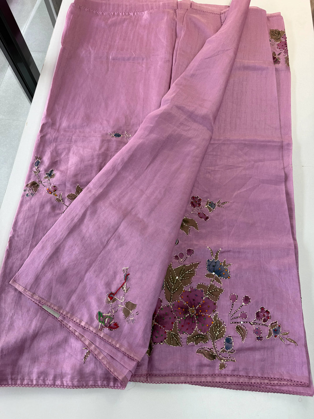 Tissue blended slub silk saree/ LV116
