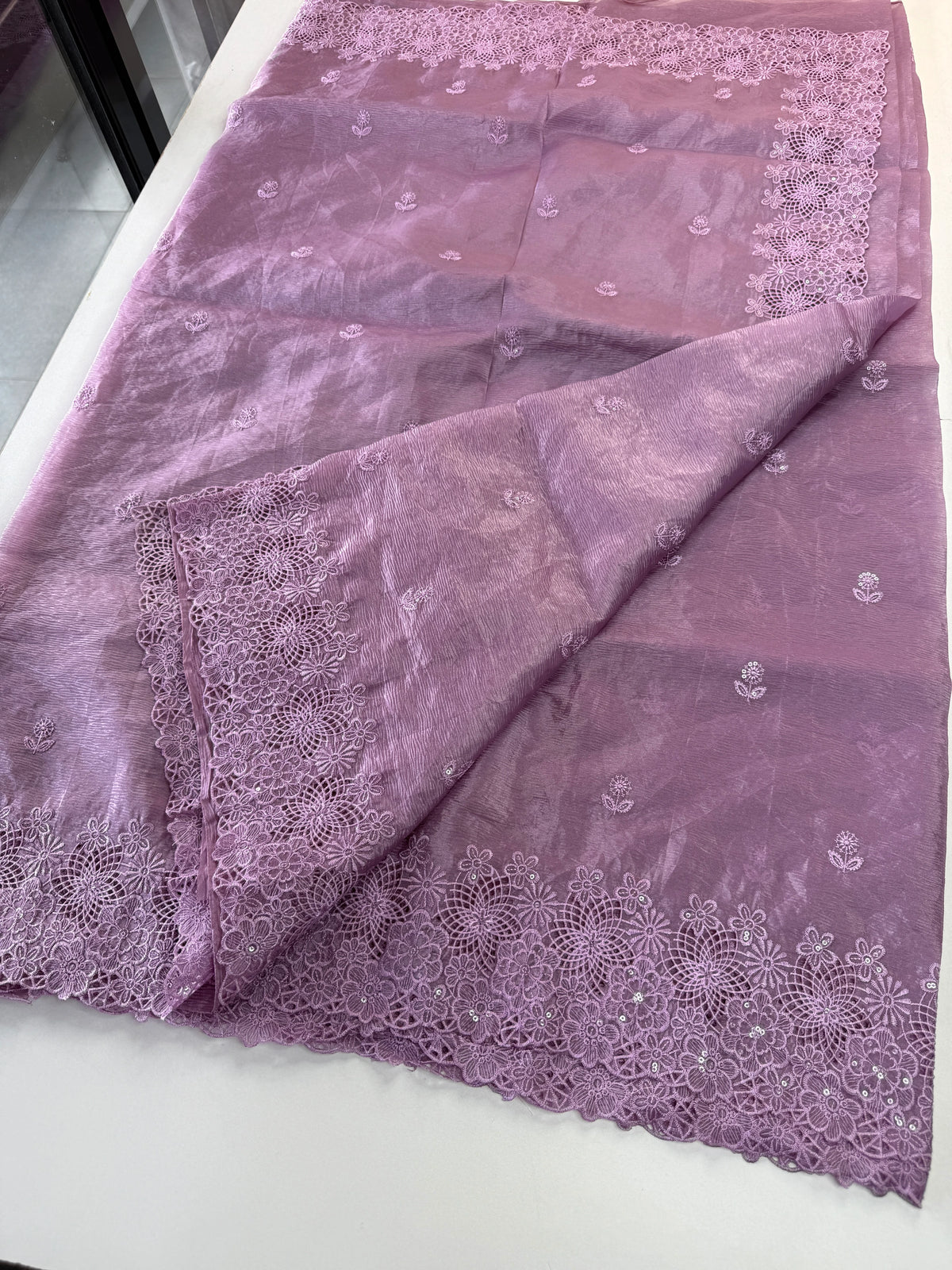 Crushed crape saree/ CW140