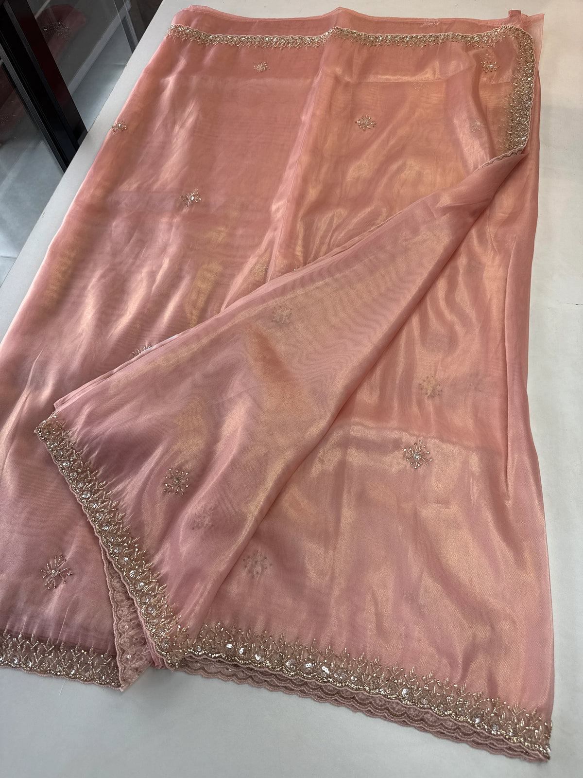 Tissue Organza party wear saree/PE92