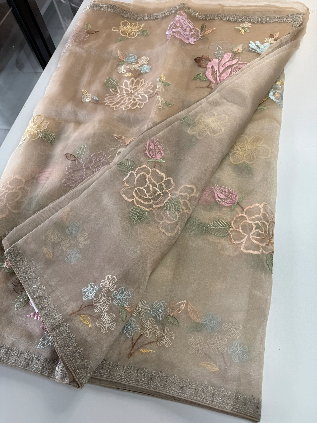 Glass Organza Saree/ 155L