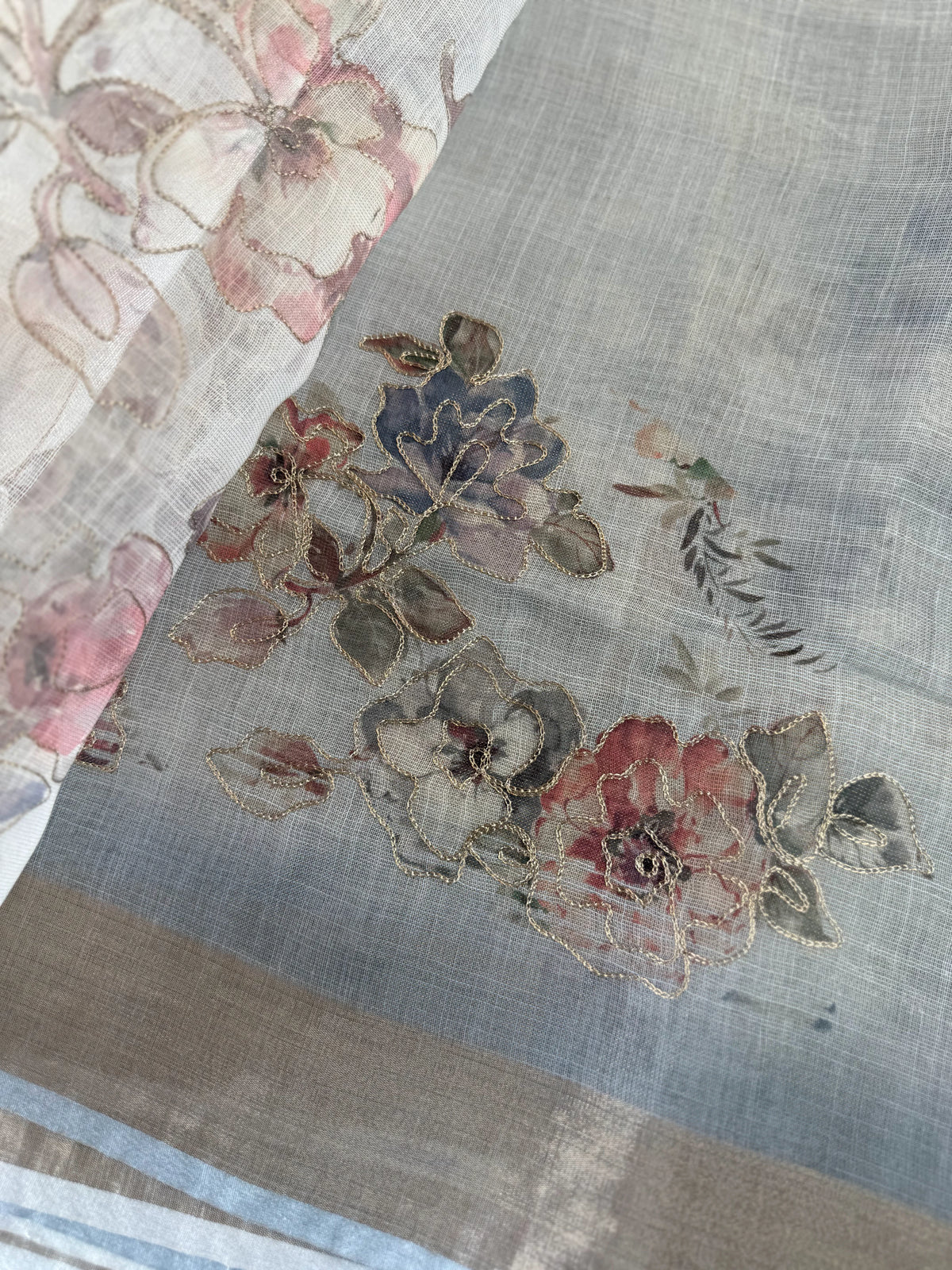 Tissue linen blend saree/ C21562