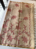 Tissue linen blend saree /SR580