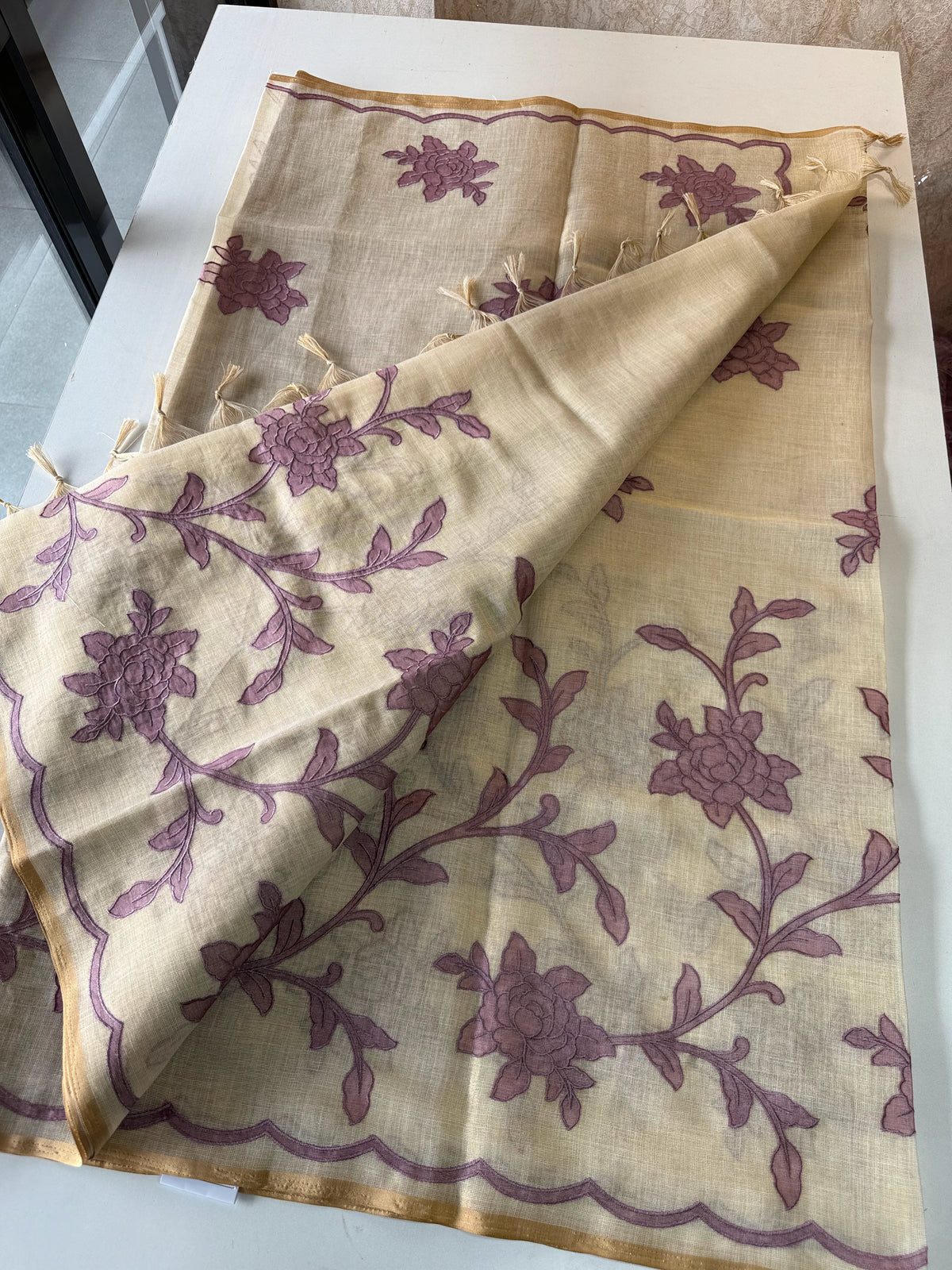 Tissue linen blend saree /SR580