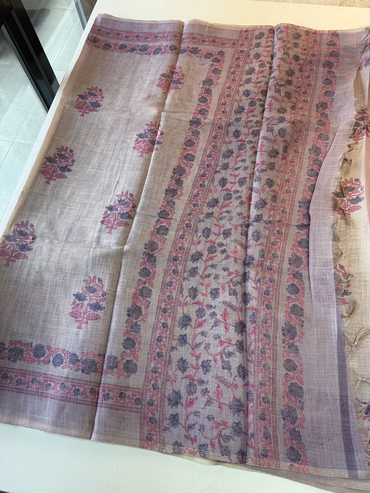 Tissue linen saree/ S15059