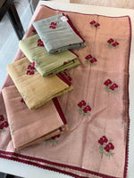 Tissue saree with floral thread work /6754