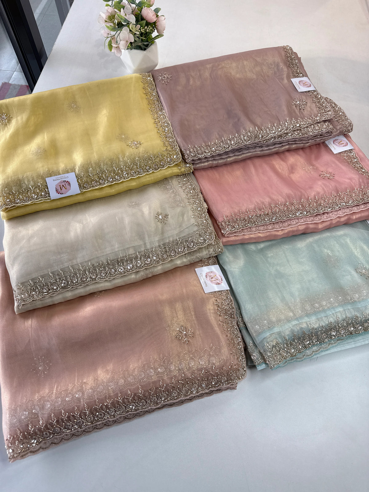 Tissue Organza party wear saree/PE92