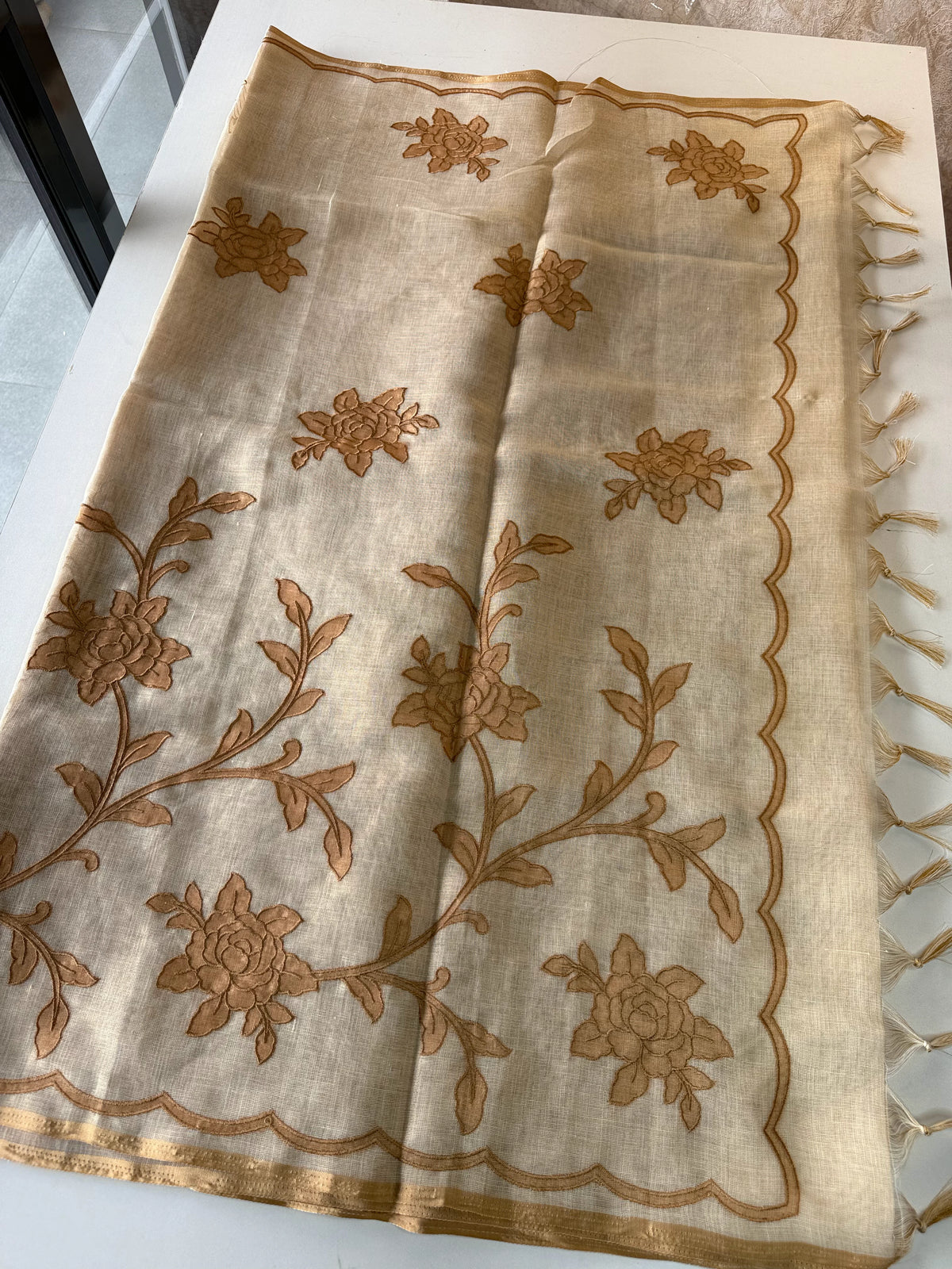 Tissue linen blend saree /SR580