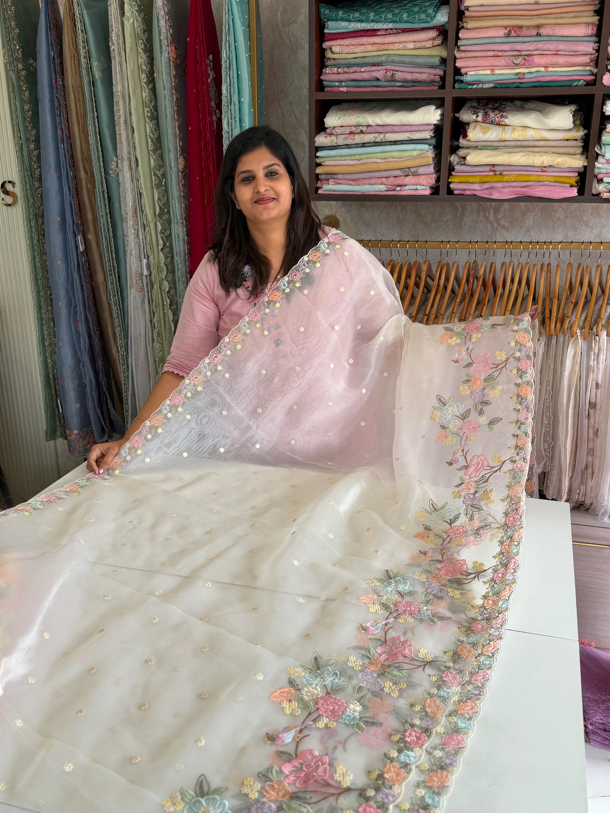 Glass organza saree/ 155B