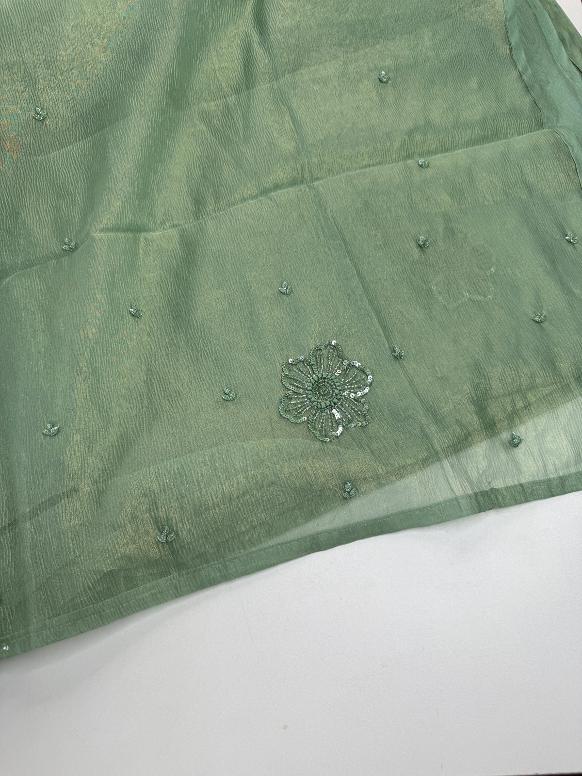 Fancy crushed Organza Saree/ HW490