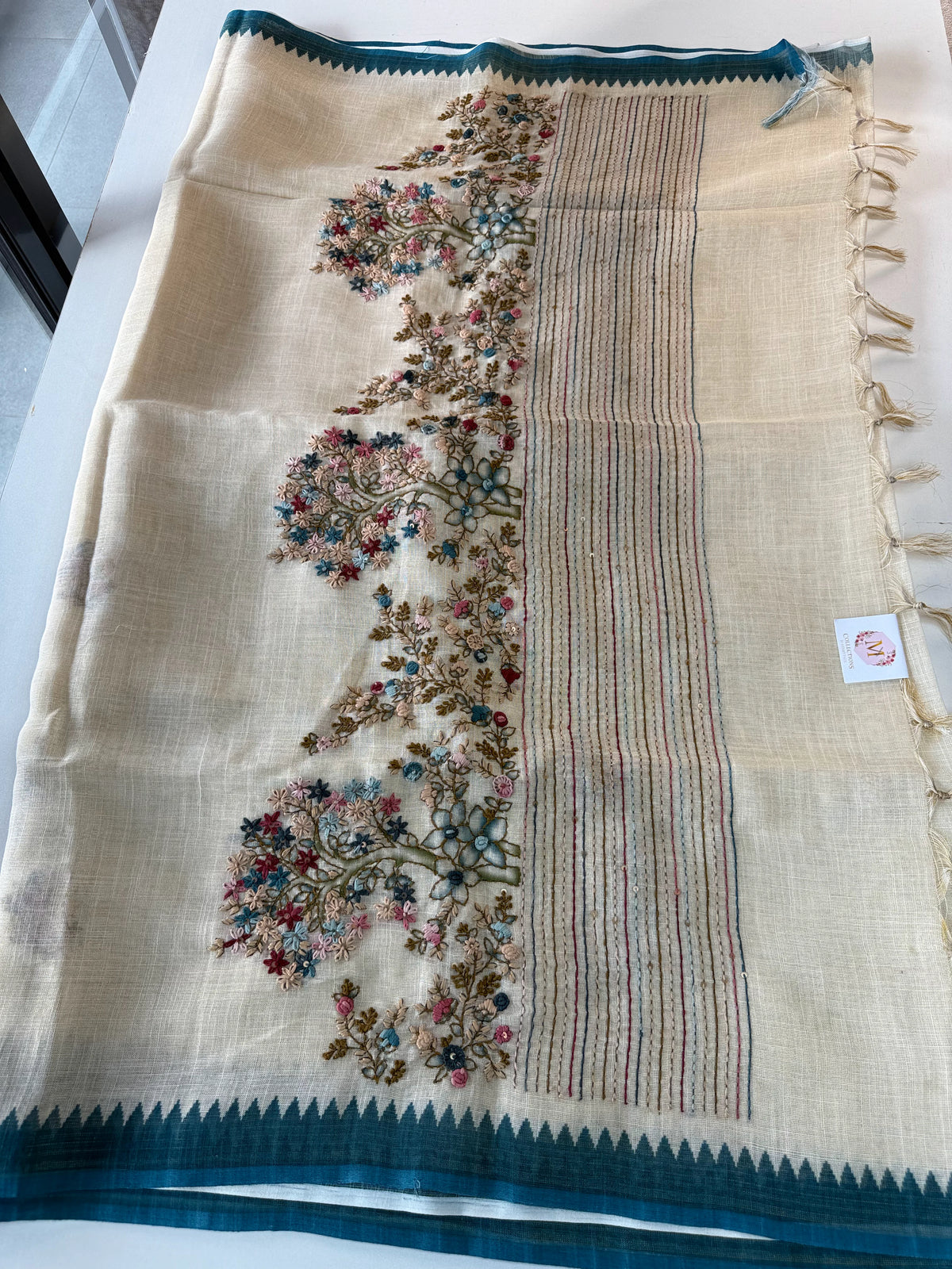 Tissue linen blend saree /SNK325
