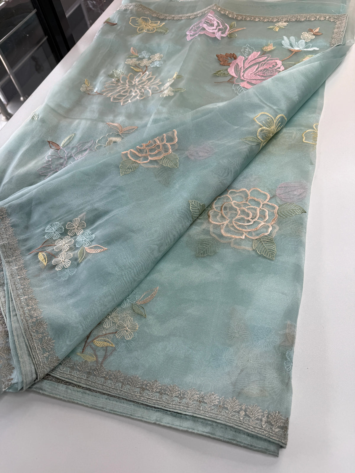 Glass Organza Saree/ 155L