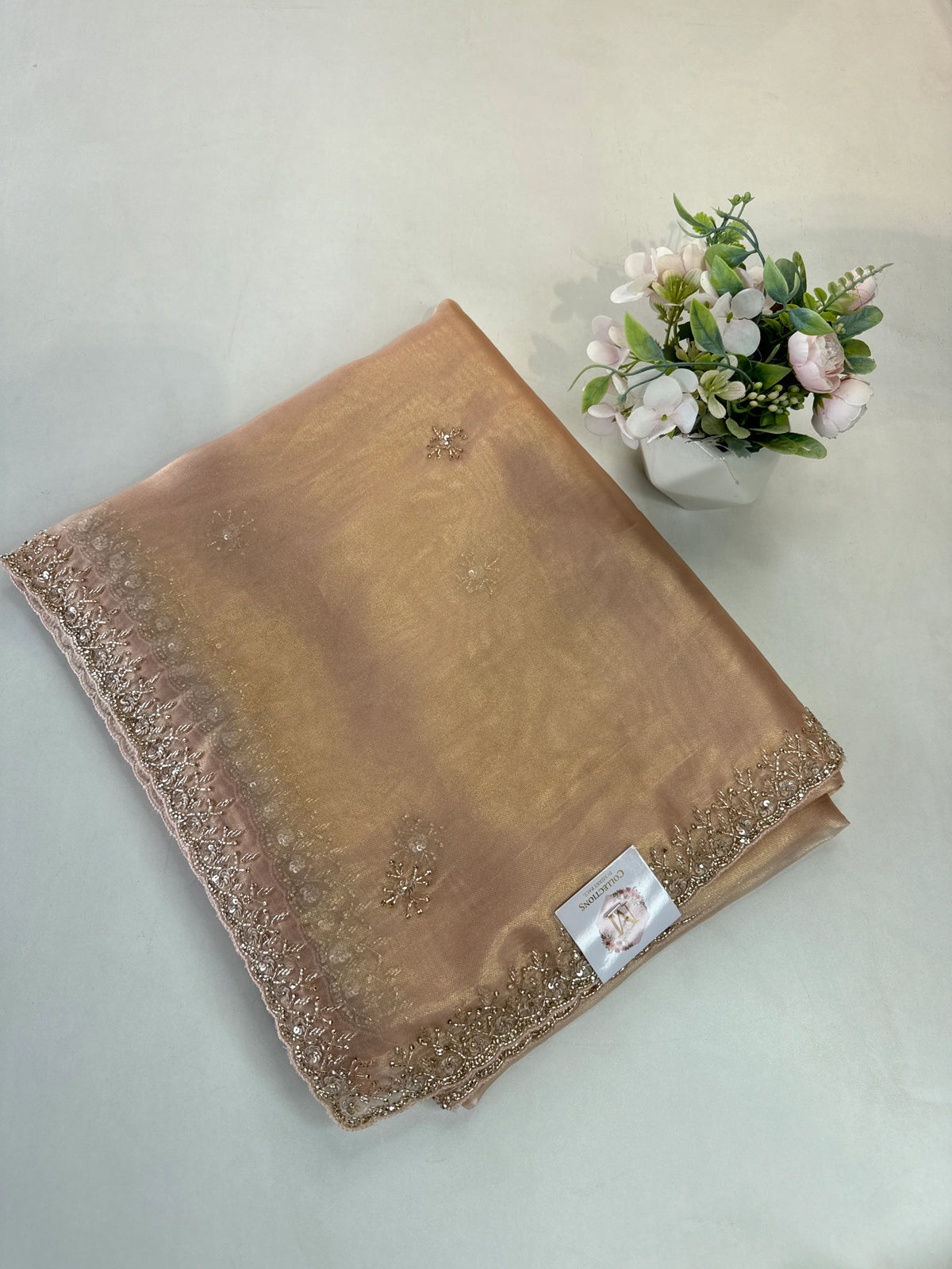 Tissue Organza party wear saree/PE92