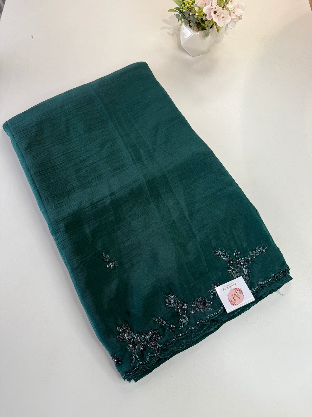 Crushed crape saree/HW324
