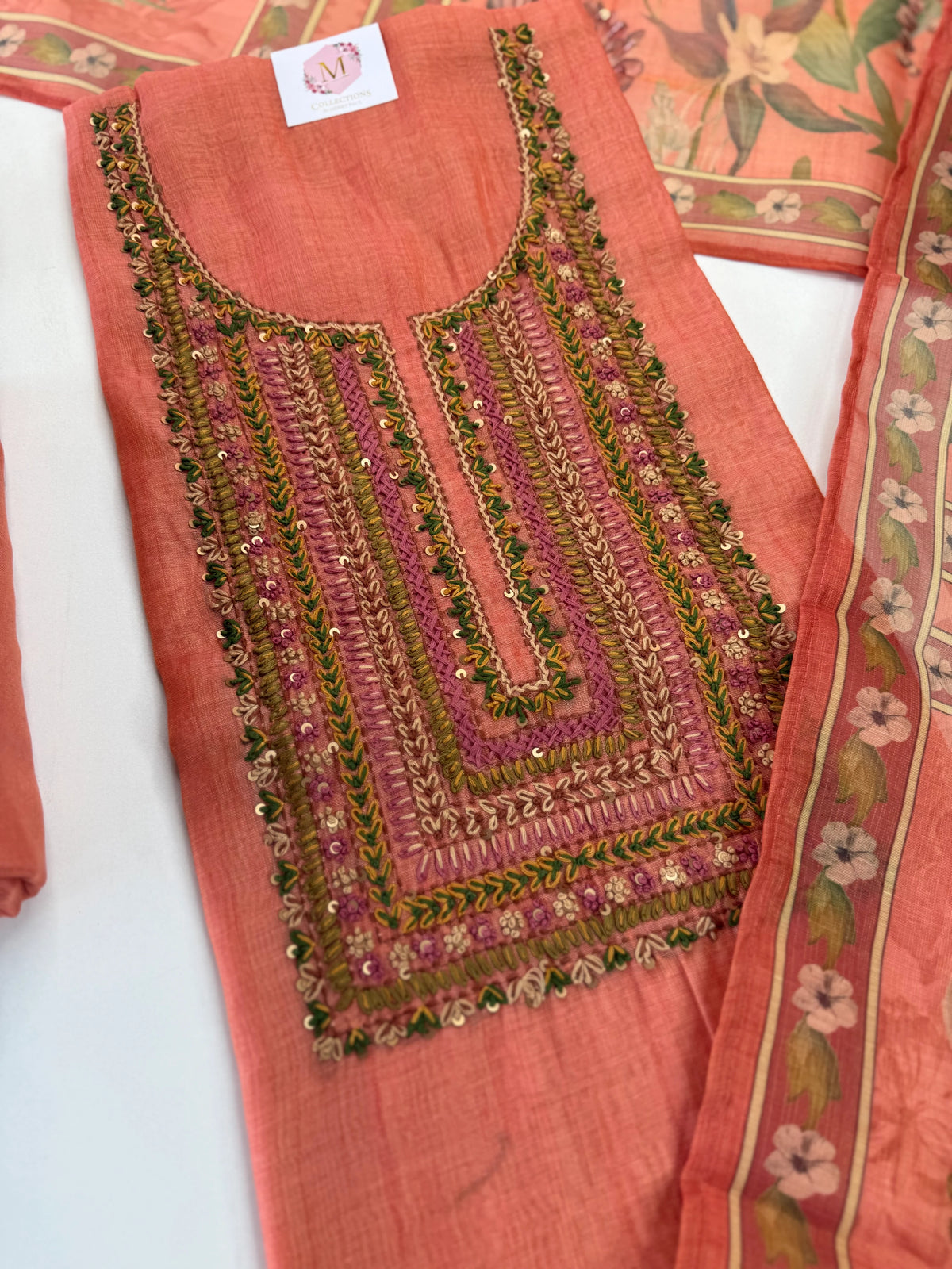 Tissue linen blended unstitched salwar set / C72