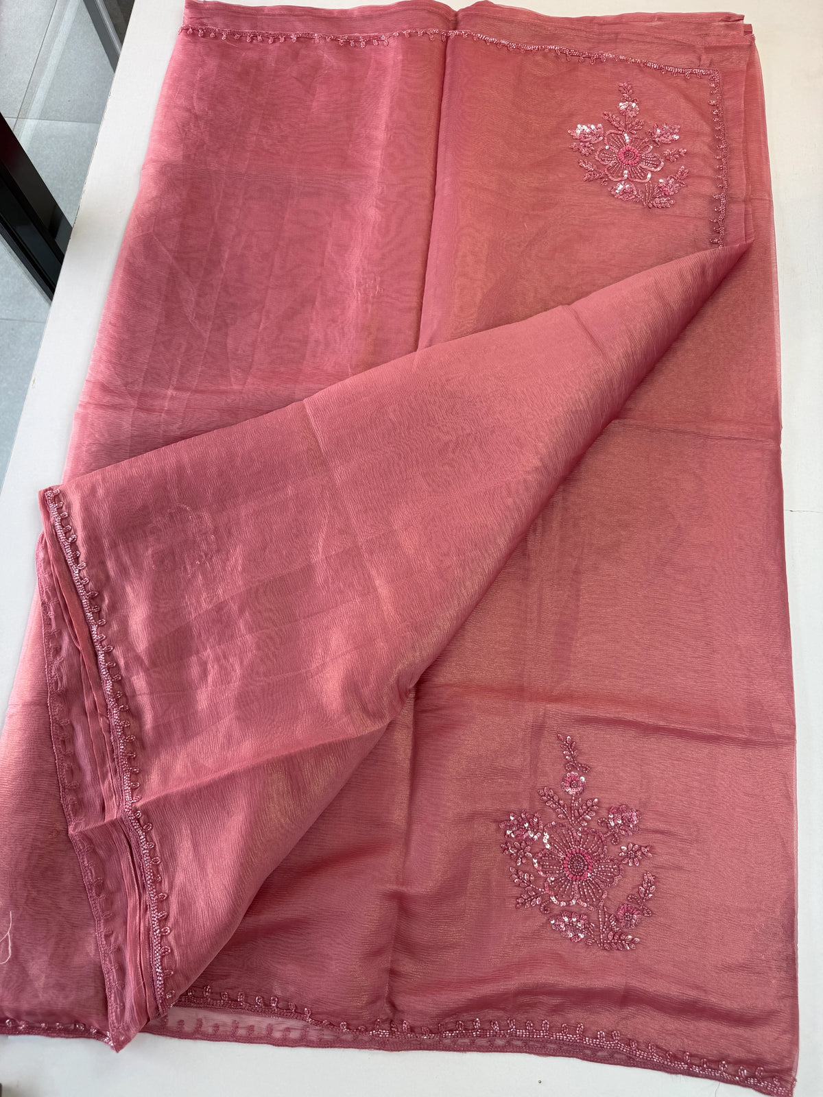 Fancy crushed Organza Saree/ HW490