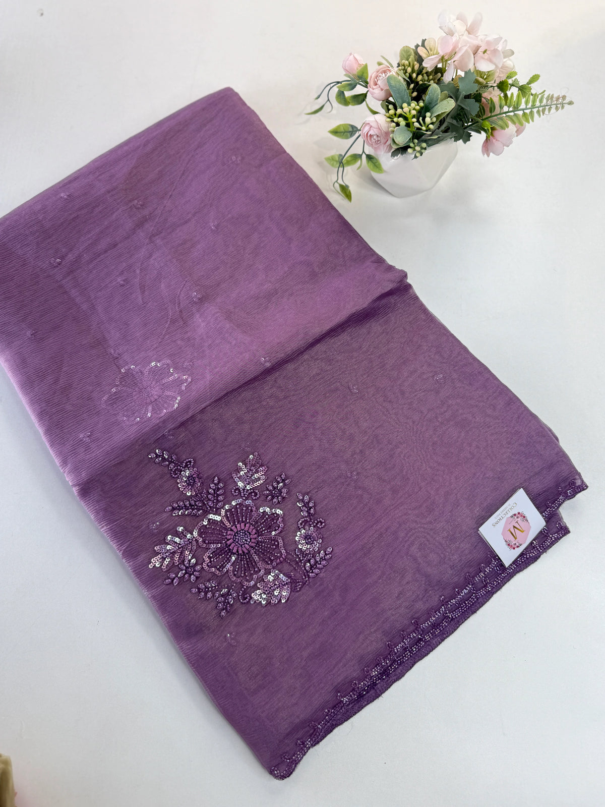 Fancy crushed Organza Saree/ HW490