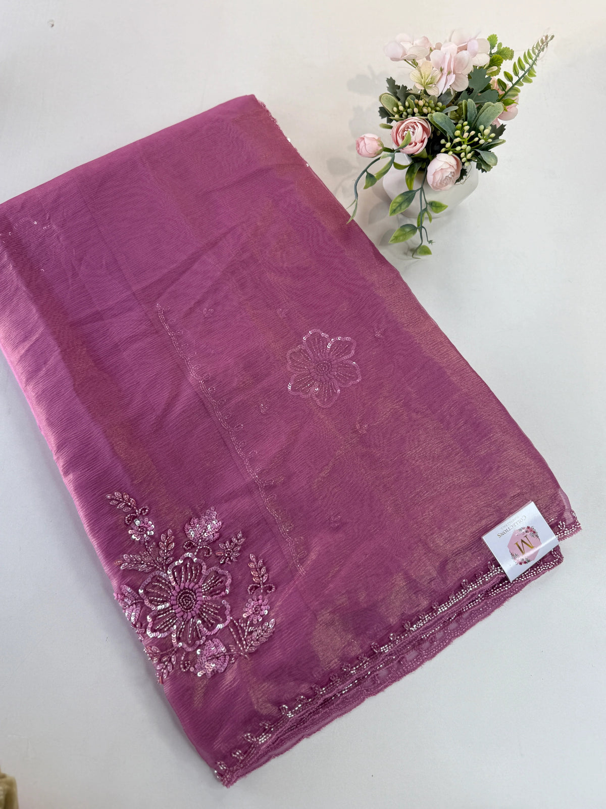Fancy crushed Organza Saree/ HW490