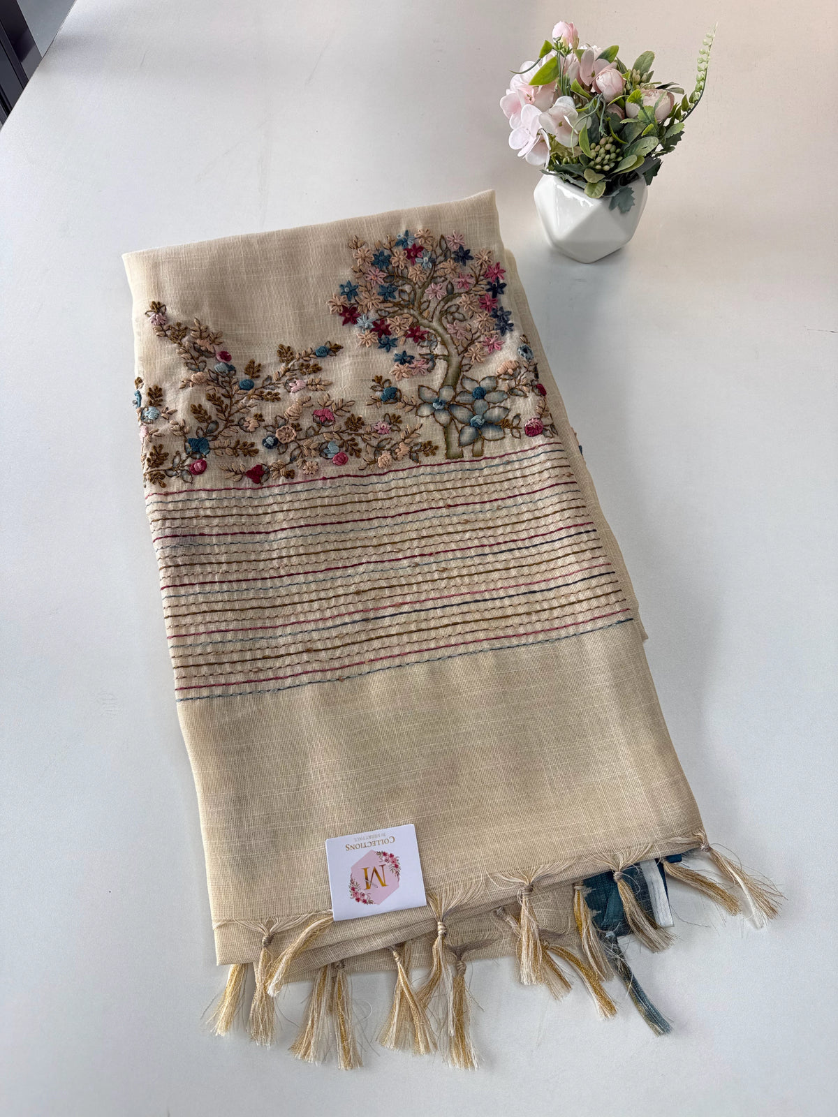 Tissue linen blend saree /SNK325