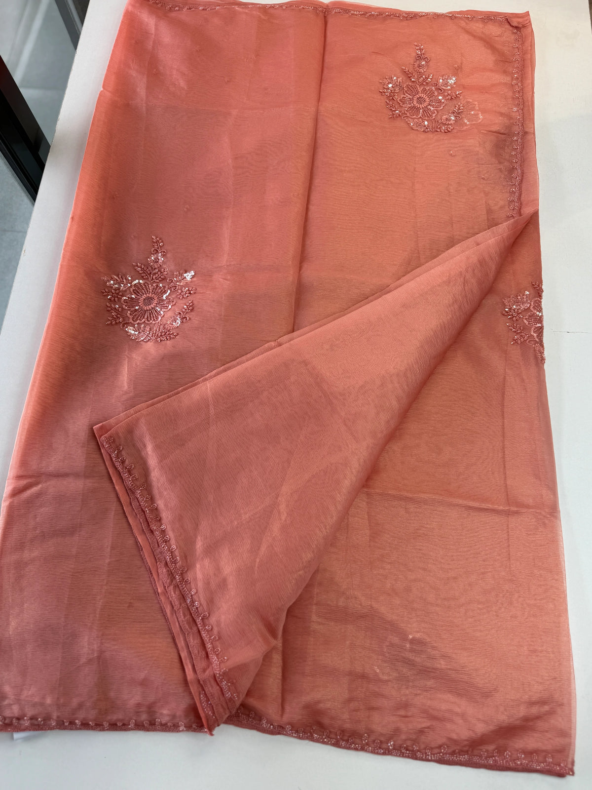 Fancy crushed Organza Saree/ HW490