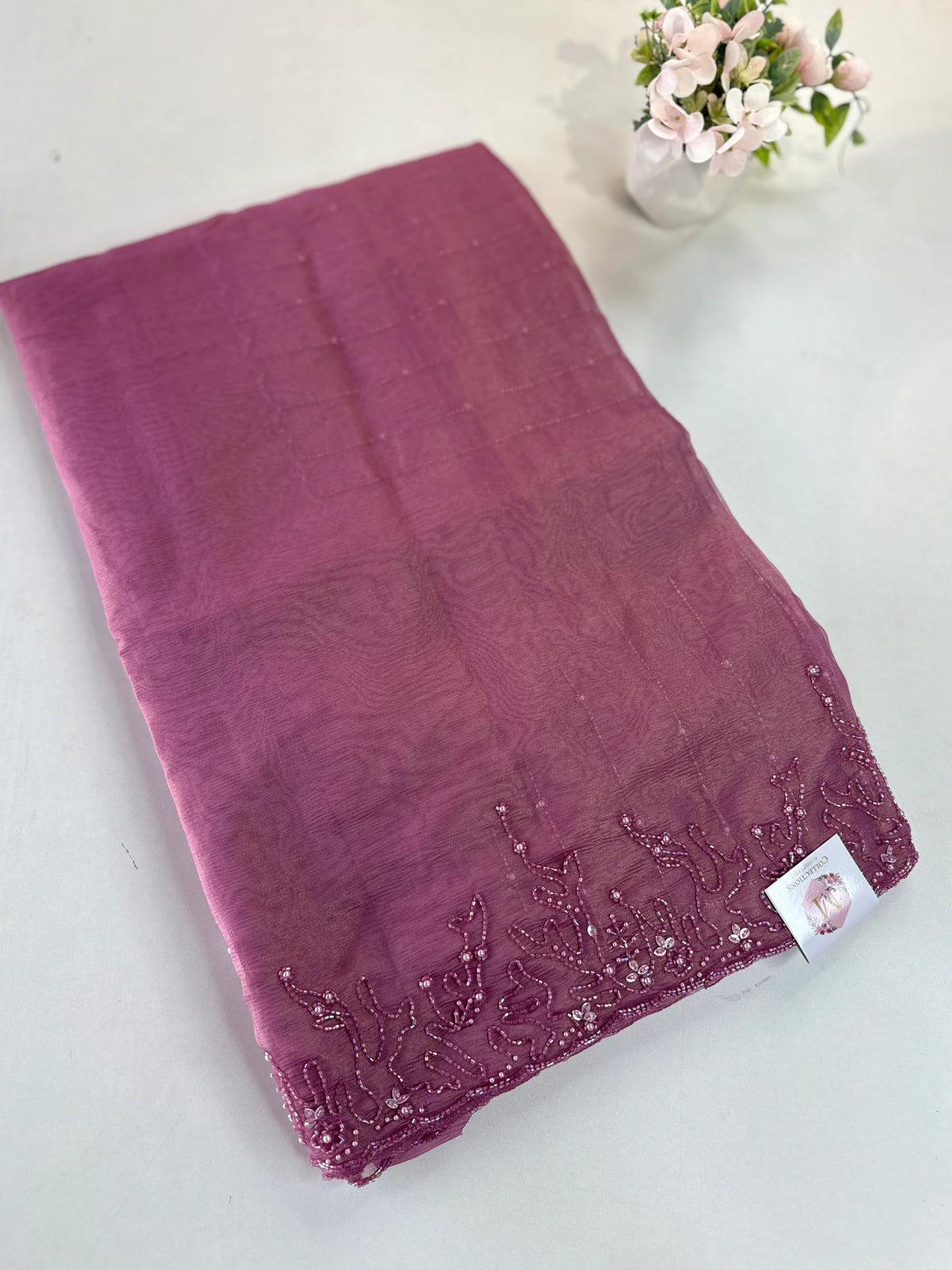 Crushed organza saree/HW344