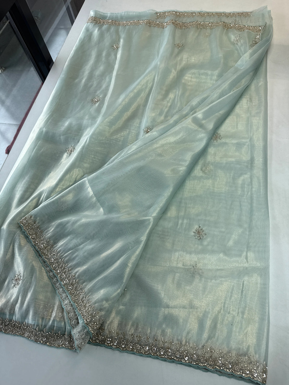 Tissue Organza party wear saree/PE92