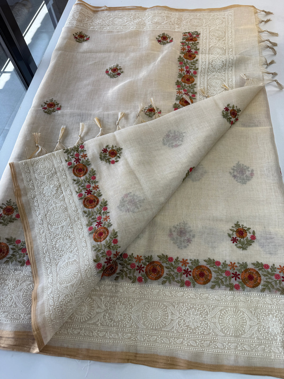 Tissue linen blended Saree/564B