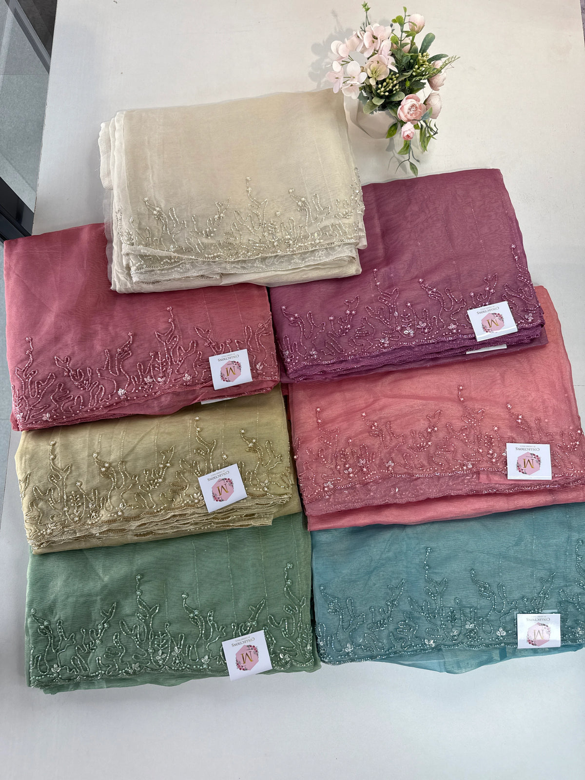 Crushed organza saree/HW344