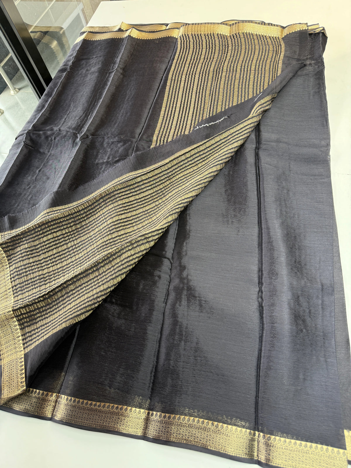 Chinon satin saree/VCD55