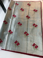 Tissue saree with floral thread work /6754
