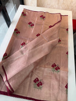 Tissue saree with floral thread work /6754