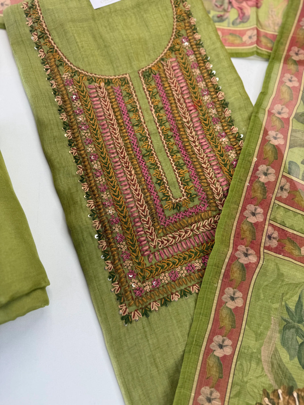 Tissue linen blended unstitched salwar set / C72
