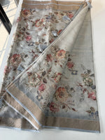 Tissue linen blend saree/ C21562
